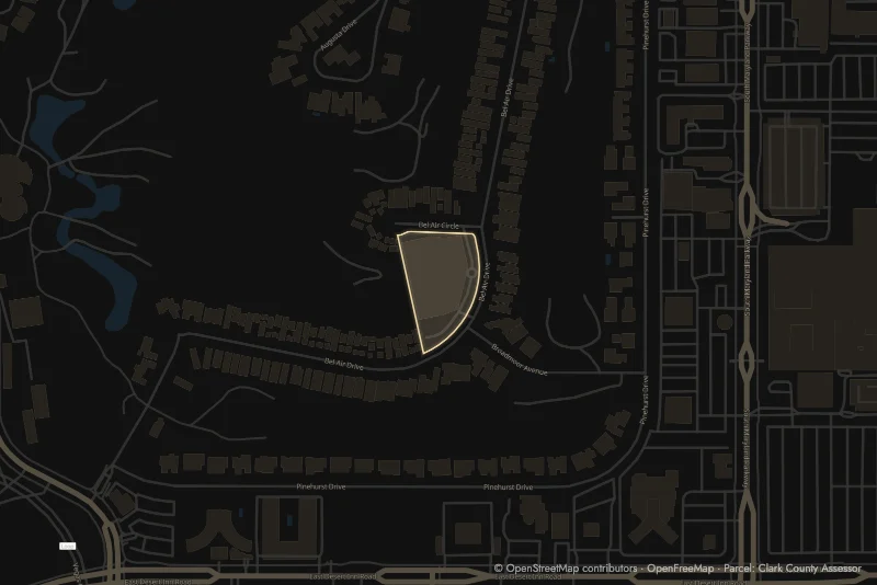 Map of 3111 Bel Air Dr #25B with the building grounds outlined in gold